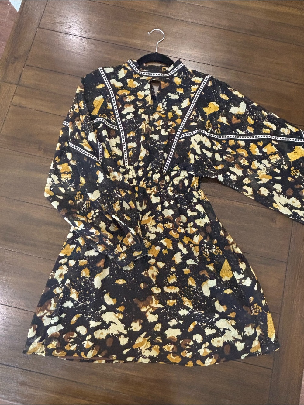 Topshop Sheer Floral Print Smocked Waist Midi Dress Cover Up US 2